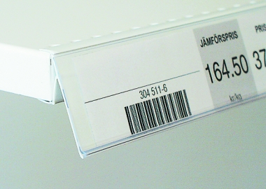 Vinklad etiketthållare metallhylla (SHR)